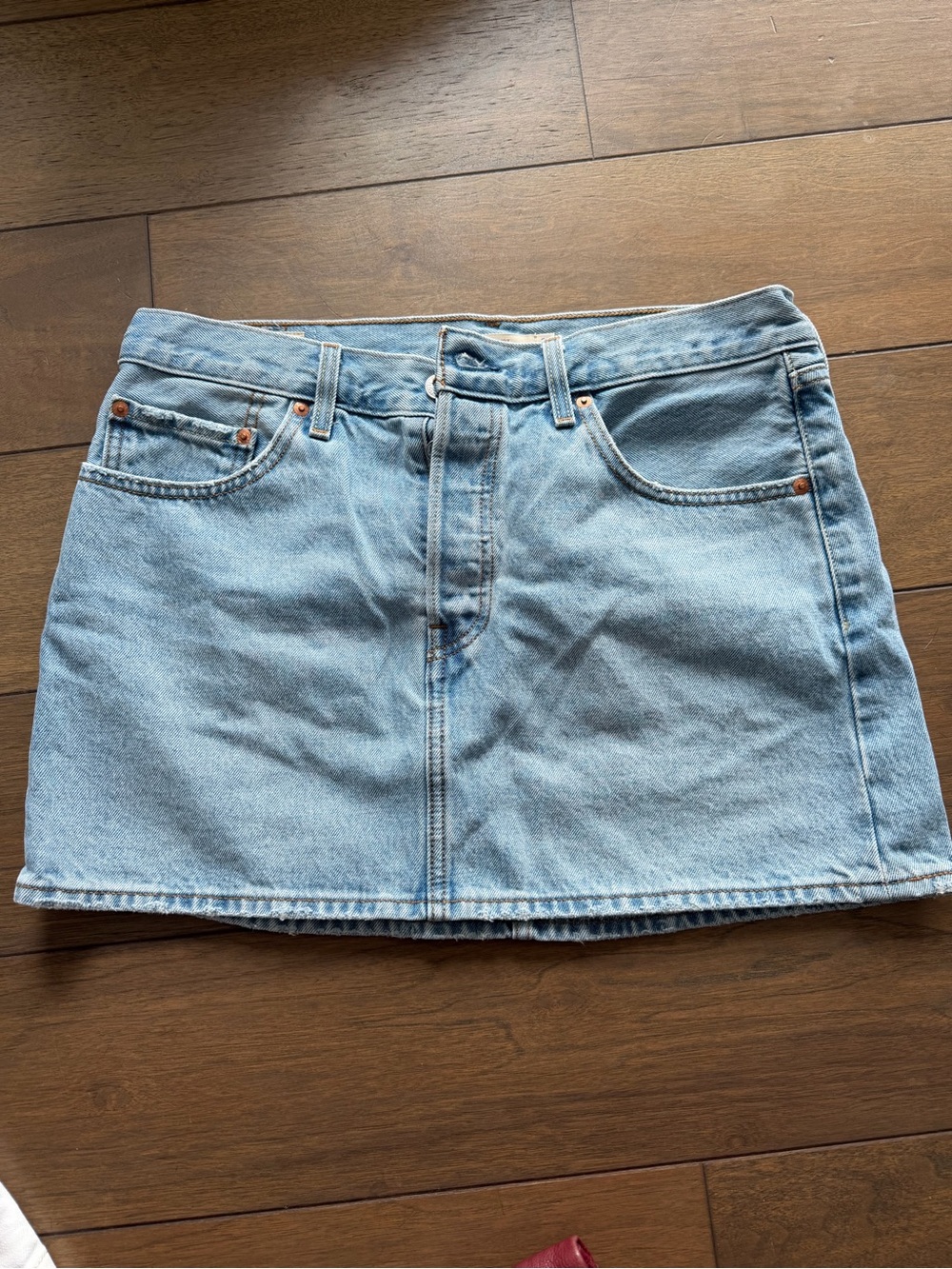 Levi's ICON Skirt Light Blue Denim Mini Skirt Front and Center